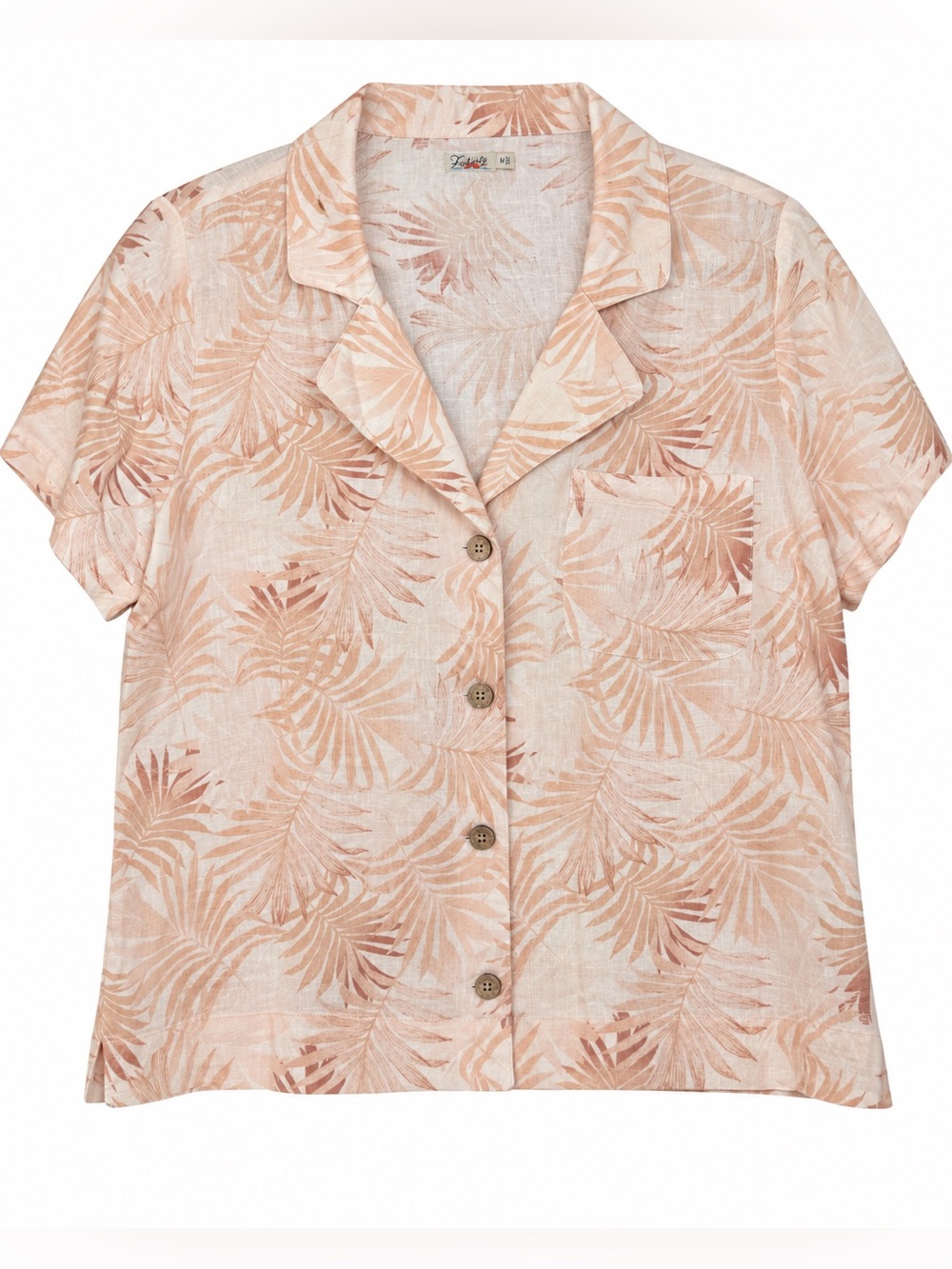 🦋 Faherty| Linen Blend Tropical Palm Print Button Front Shirt Size M